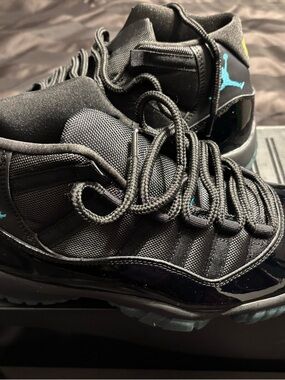 Air Jordan 11 Style Men’s Sneakers - Black with Teal Accents